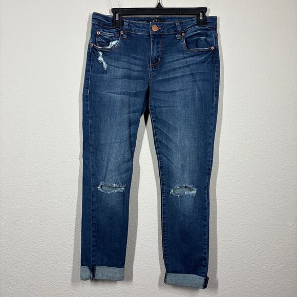STS Blue 27 Morgan Tomboy Jeans Skinny Blue Mid Rise Distressed Cuffed Ankle - Picture 1 of 9